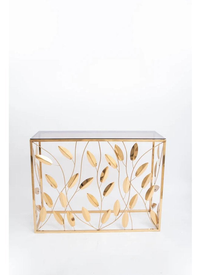 وحدة تحكم من الفولاذ المقاوم للصدأ بلون ذهبي على شكل شجرة أوراق الشجر